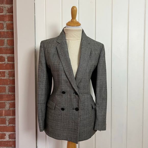 Vintage Jackets & Blazers - Vintage 70s Regent for Wallachs Wool Glen Plaid Double Breasted Blazer Womens 10